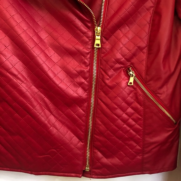 Ellen Tracy Red Faux Leather Jacket Size S. - Picture 4 of 6